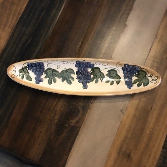Serving Platter Grape and Vines Hand Painted Tabletops Unlimited - Picture 1 of 4